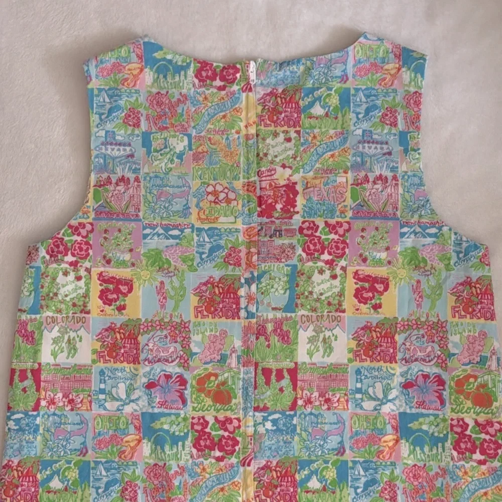 Lilly Pulitzer | State Of Mind USA Patchwork Print Classic Shift Dress (10) - Picture 13 of 16